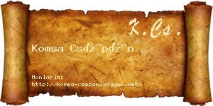 Komsa Csépán névjegykártya